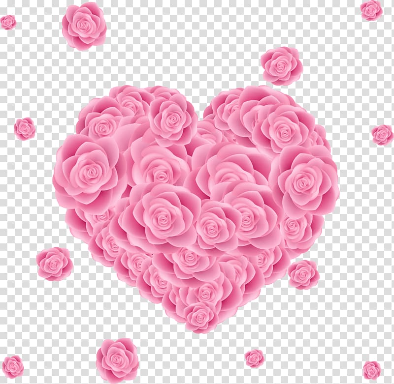 heart-shaped pink rose flowers , Beach rose Valentines Day Heart, Love,rose transparent background PNG clipart