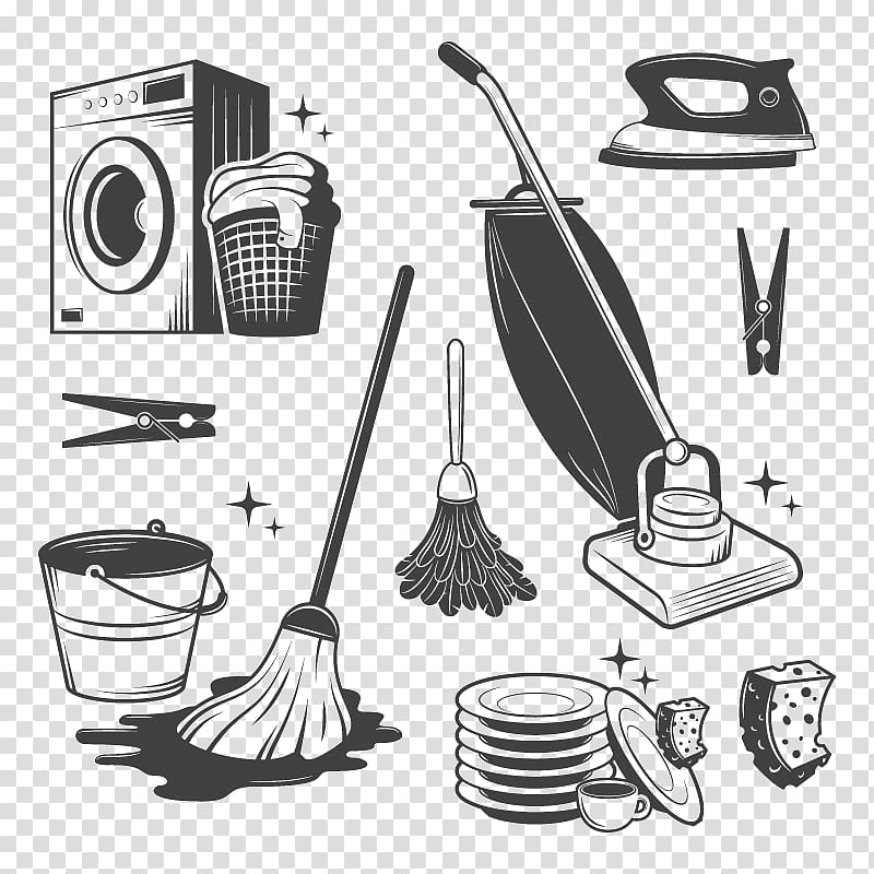 Cleaning Cleaner Tool Illustration, Grey Simple Cleaning Tools transparent background PNG clipart