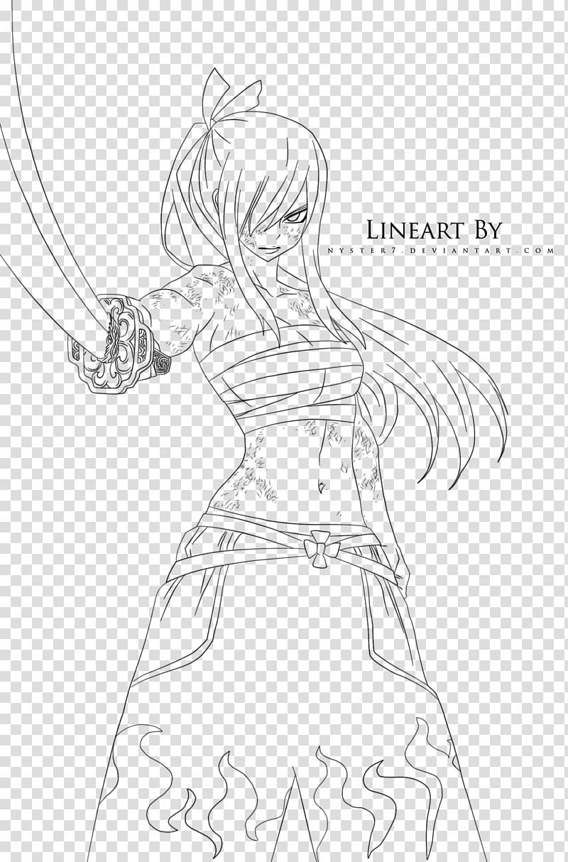 Finger Clothing Line art Cartoon Sketch, erza scarlet transparent background PNG clipart