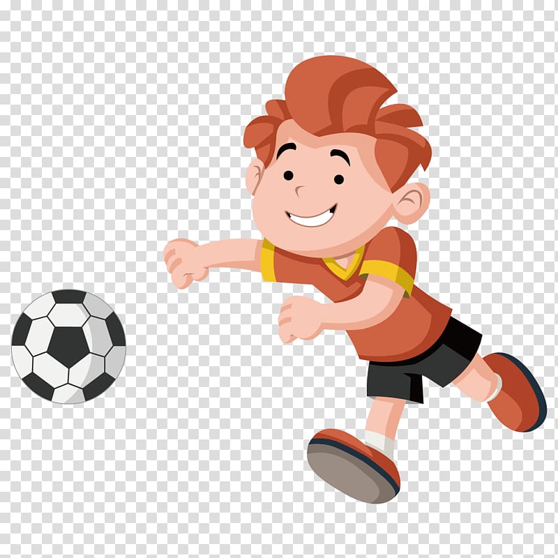 boy playing soccer illustration, Cartoon Child Play , Football boy transparent background PNG clipart