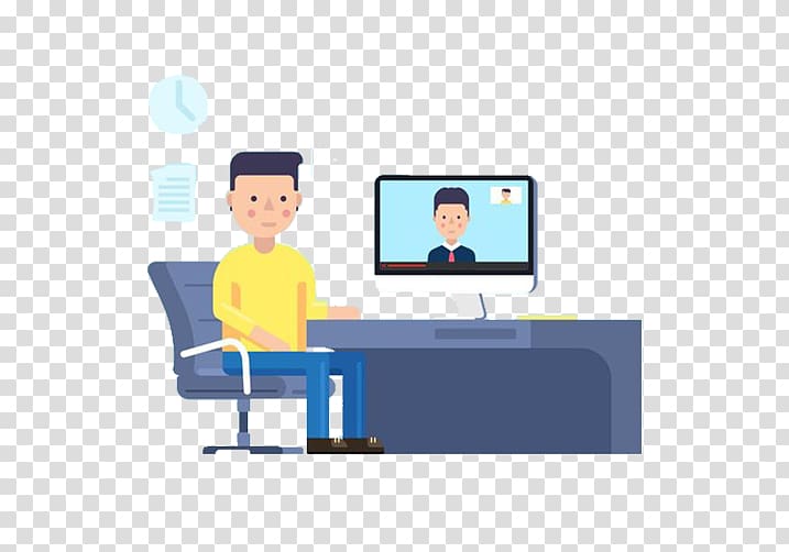 Web conferencing Euclidean Flat design Illustration, Interview session computer screen transparent background PNG clipart