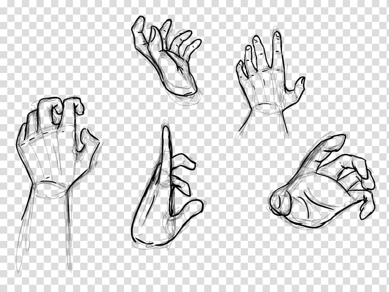 Thumb Drawing Sketch, grasping hand transparent background PNG clipart