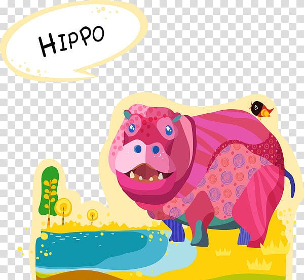 Hippopotamus River Horse, Watercolor Hippo transparent background PNG clipart