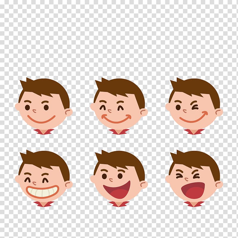 Cartoon Emotion Illustration, The boys face transparent background PNG clipart