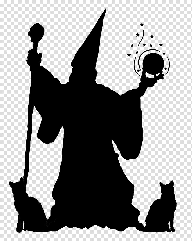 Magician Silhouette Witch & Wizard, halloween ball transparent background PNG clipart