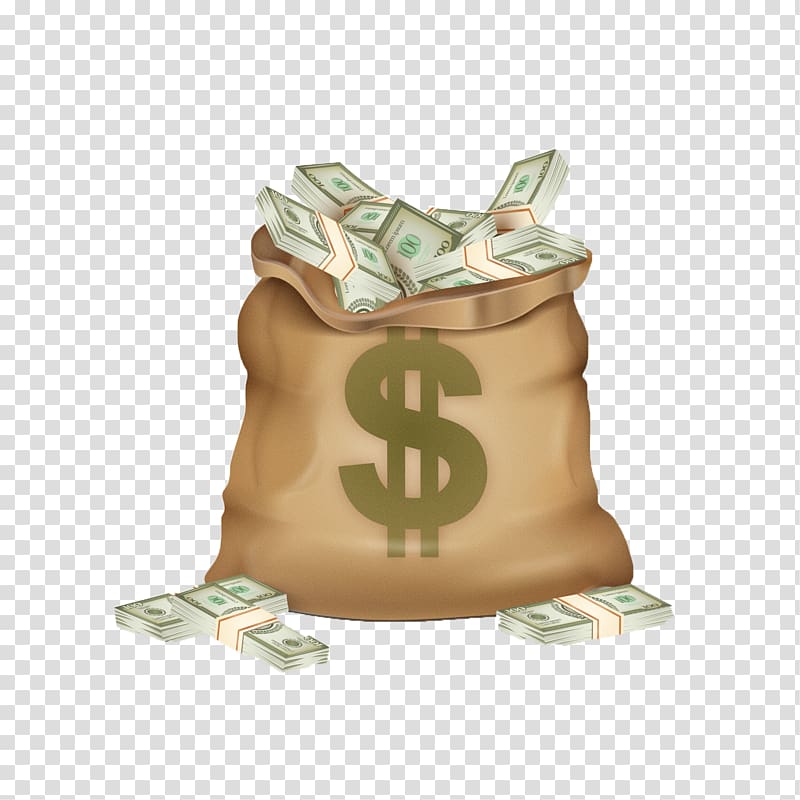 brown and green cash bag illustration, Money bag Dollar sign Coin, purse transparent background PNG clipart