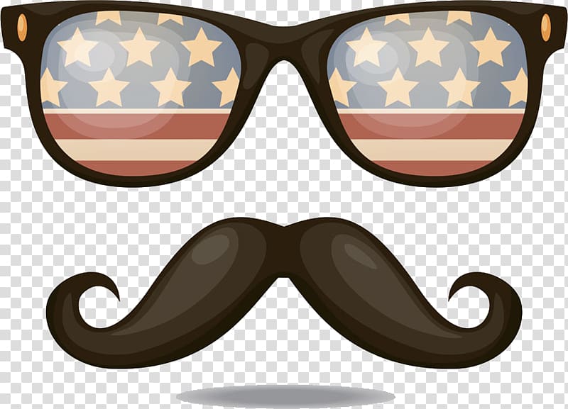 Flag of the United States Sunglasses, Retro beard transparent background PNG clipart
