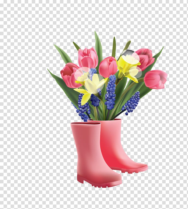 Flower bouquet , color creative rain boots long flower lily transparent background PNG clipart