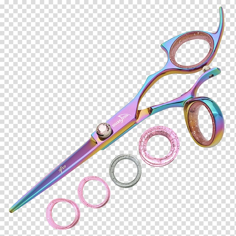 Scissors Shark finning Hair-cutting shears Shear stress, rainbow hair transparent background PNG clipart