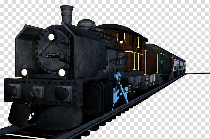 Train Passenger car Steam locomotive 2-6-2, q version toy train transparent background PNG clipart
