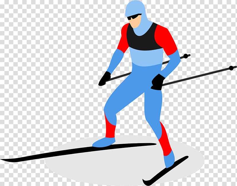 Biathlon Skiing Ski pole, Cartoon man skiing transparent background PNG clipart