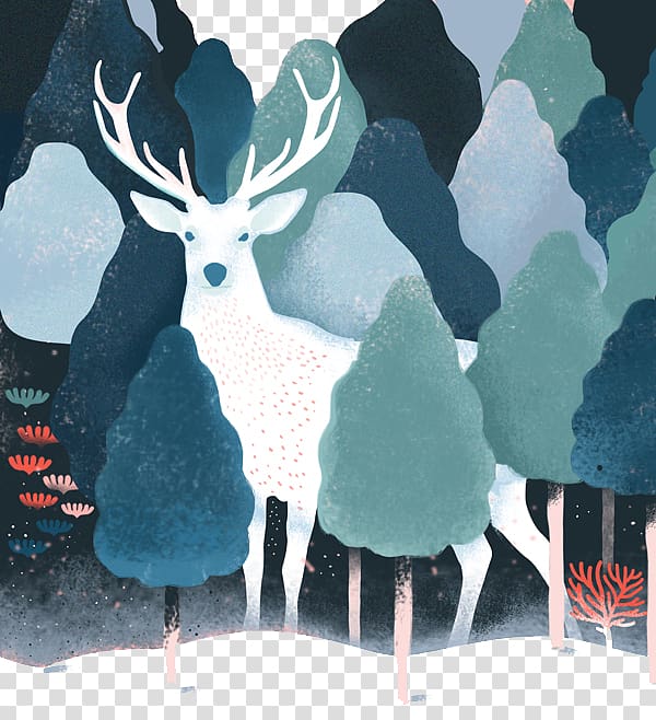 Drawing Graphic design Behance Illustration, Cartoon painted elk forest transparent background PNG clipart