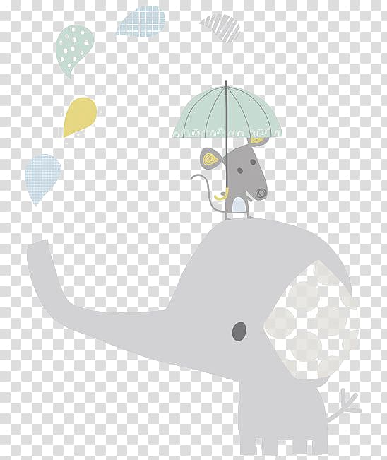 Elephant Infant Child Hathi Jr. Illustration, Cartoon baby elephant, rat on top of elephant holding umbrella illustration transparent background PNG clipart