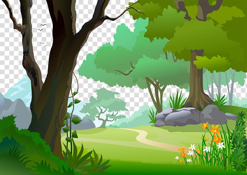 Forest Euclidean , forest landscape, winding road between trees graphic art transparent background PNG clipart