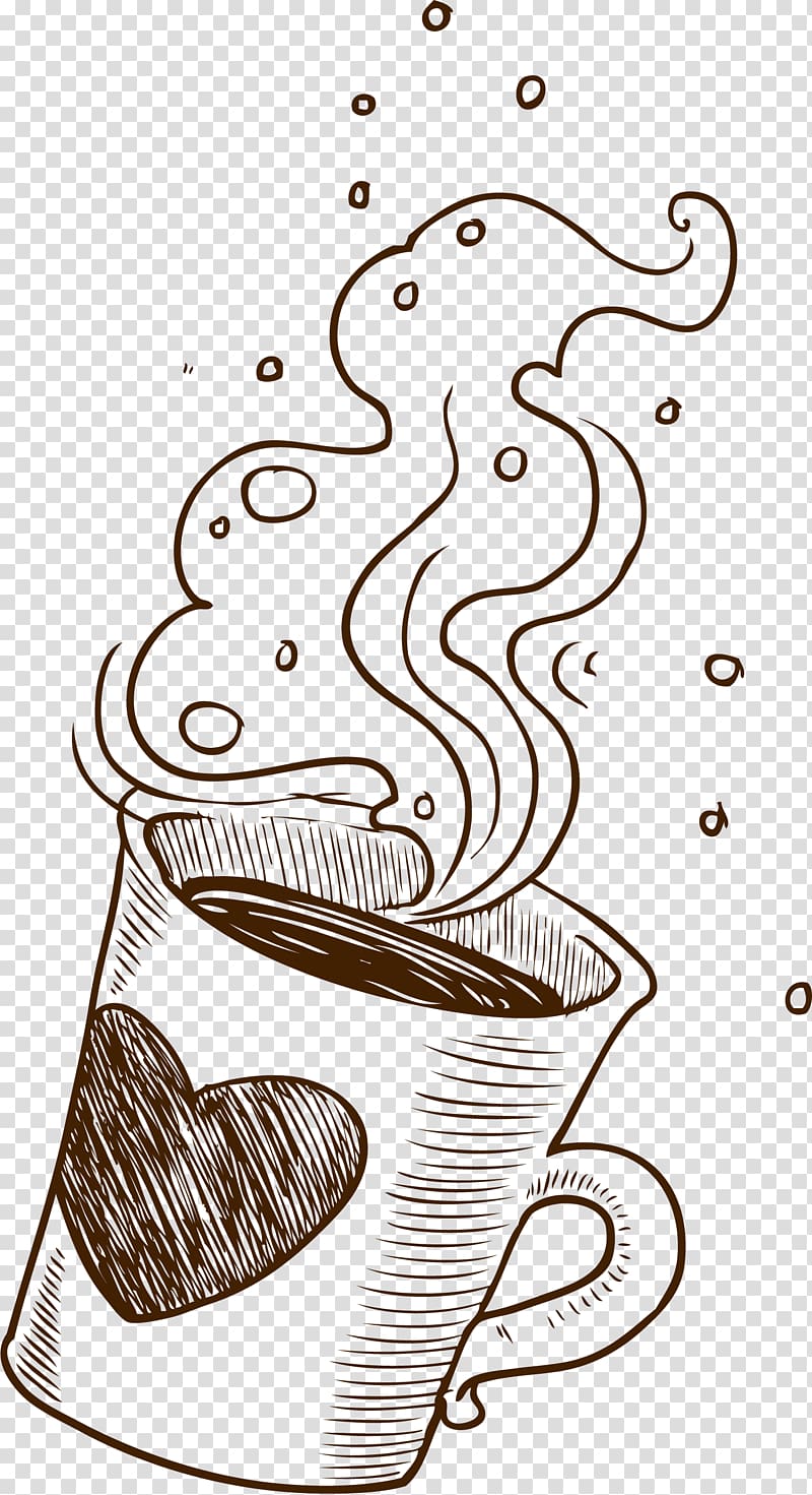coffee clipart black and white heart