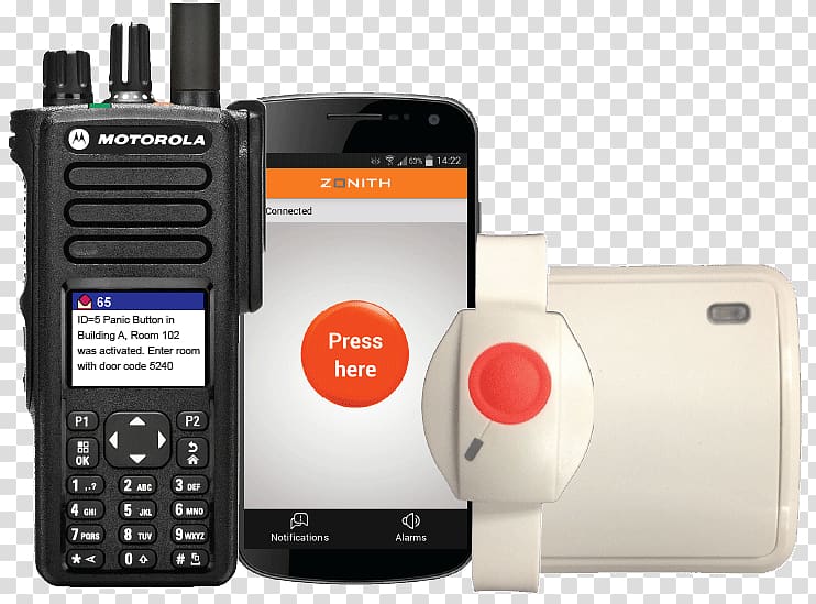 Two-way radio MOTOTRBO Motorola Solutions Ultra high frequency, panic button transparent background PNG clipart