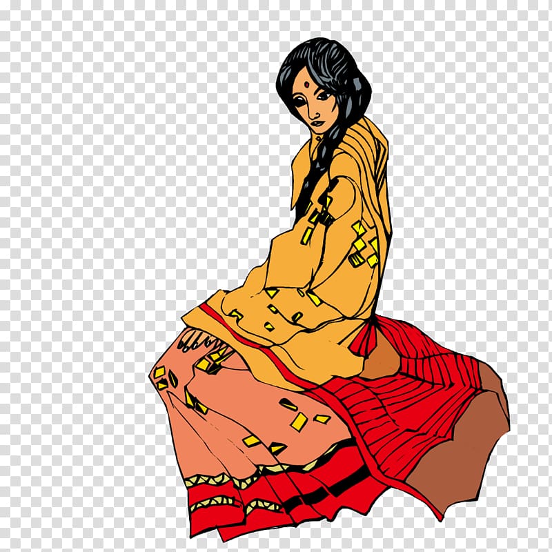 Folk costume, Woman wearing national costumes transparent background PNG clipart