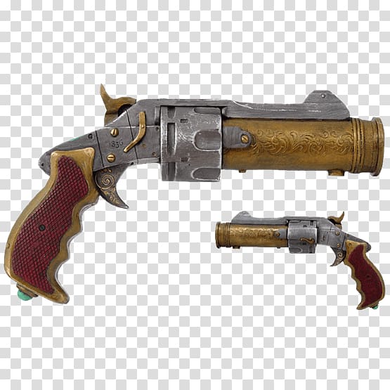 Firearm Steampunk Pistol Gun Revolver, weapon transparent background PNG clipart