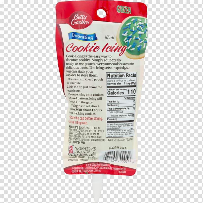 Frosting & Icing Biscuits Betty Crocker Flavor Nutrition facts label, others transparent background PNG clipart