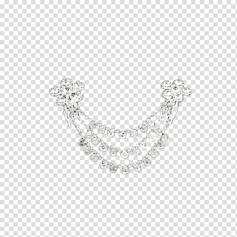 Necklace Pearl Silver Body piercing jewellery Pattern, Diamond / diamond tiara hair accessories transparent background PNG clipart