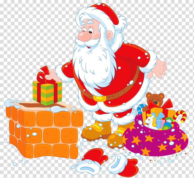 Santa Claus , Santa Claus distributed gifts transparent background PNG clipart