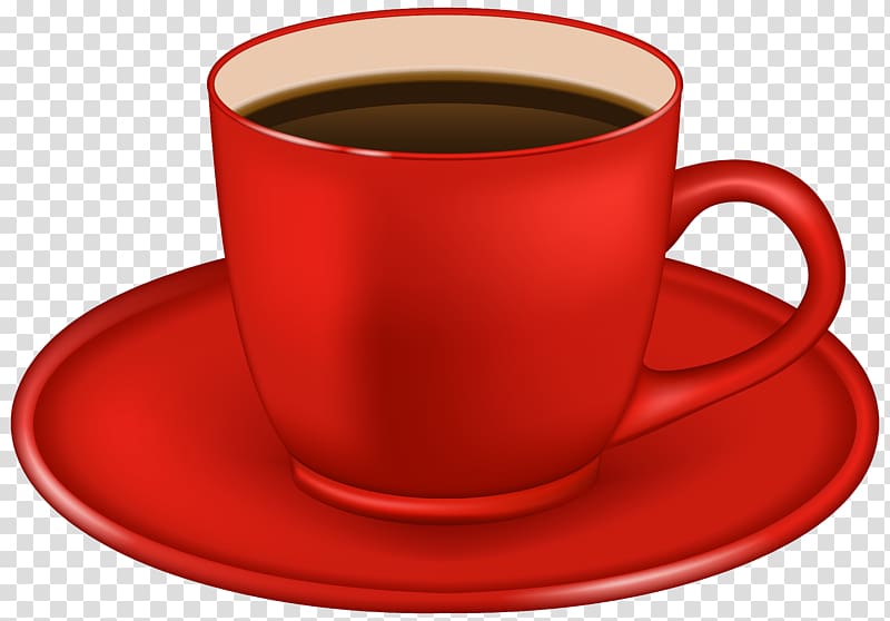 red coffee cup on saucer illustration, Single-origin coffee Espresso Tea Cafe, Red Coffee Cup transparent background PNG clipart