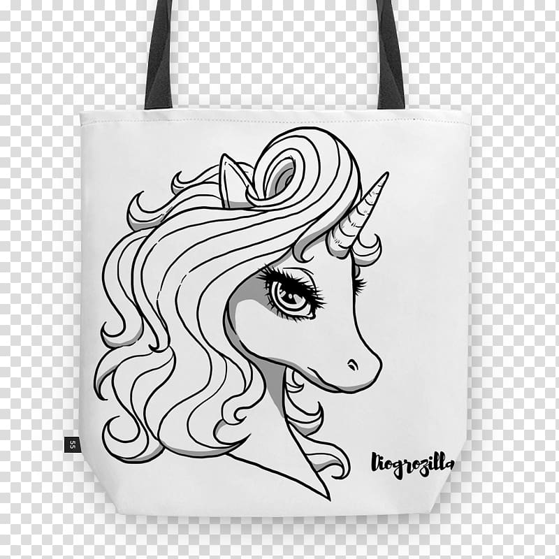 Black and white Unicorn Handbag Monochrome , unicornio transparent background PNG clipart