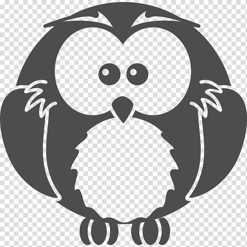 Black-and-white Owl Black and white , Funny Cartoon Animal transparent background PNG clipart