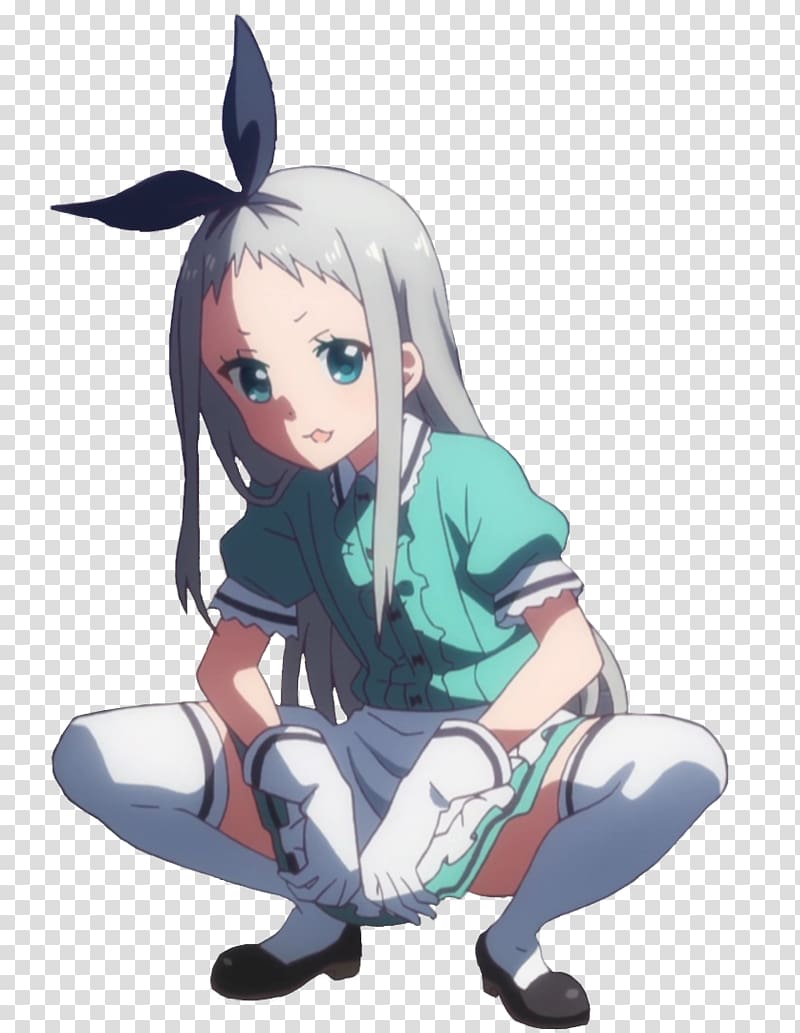 gray hair female anime character on blue background, Blend S Anime Video, Hideri transparent background PNG clipart