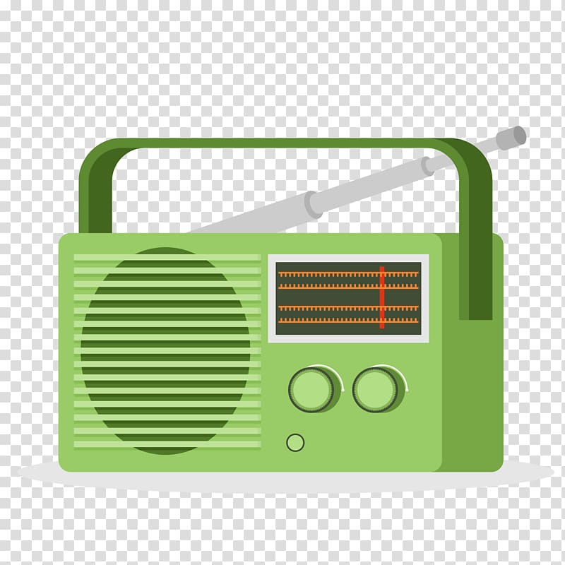 green portable transistor radio sticker, Radio broadcasting Radio broadcasting, radio transparent background PNG clipart