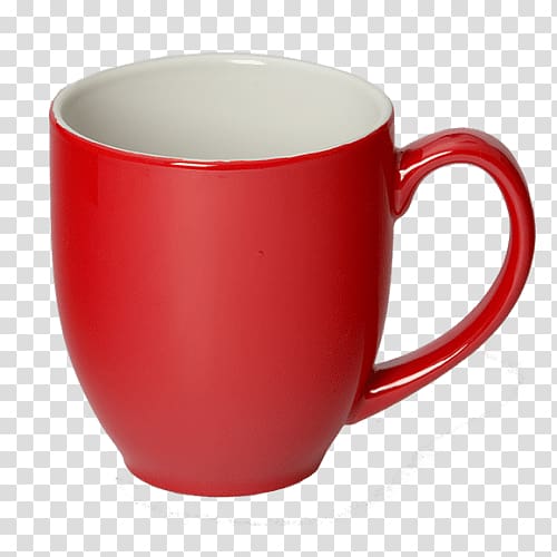 red ceramic mug illustration, Red Coffee Mug transparent background PNG clipart