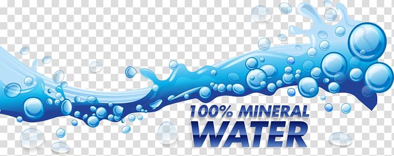 100% mineral water illustration, Water Drop Splash Euclidean Illustration, Blue water drops material transparent background PNG clipart