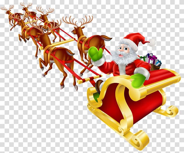 Santa Claus Sled Christmas Reindeer, Clause transparent background PNG clipart