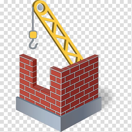 yellow crane and red brick wall illustration, Architectural engineering Building Computer Icons Home construction, Free Construction transparent background PNG clipart