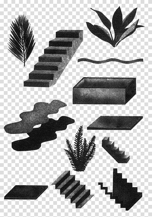 Collage Drawing Architecture Illustration, Black and white stairs transparent background PNG clipart