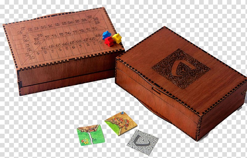 Wooden box Carcassonne Game Laser cutting, carry a tray transparent background PNG clipart