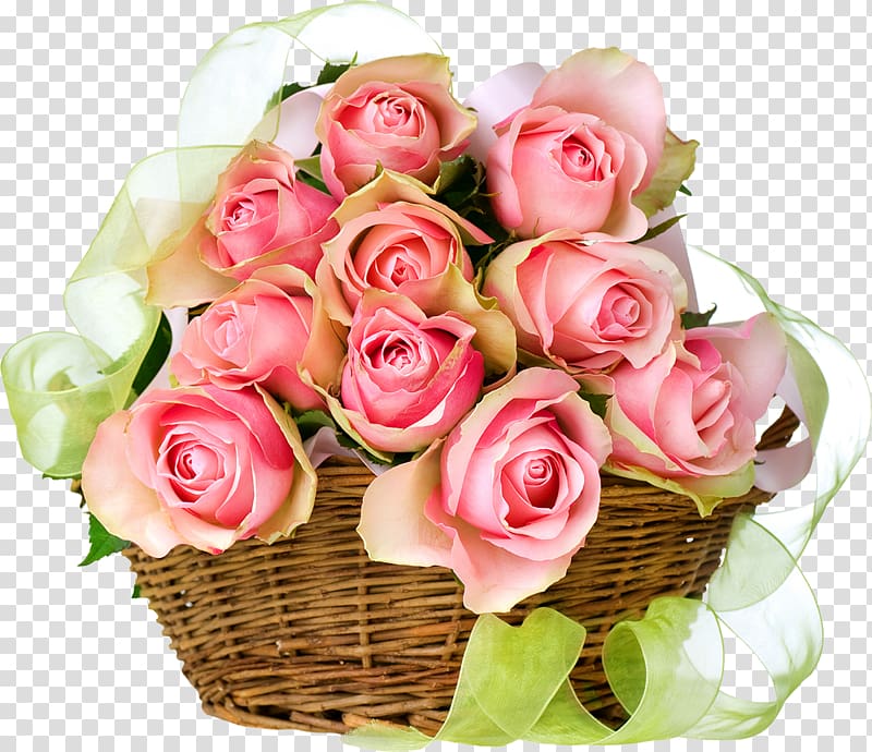 Rose Flower bouquet Basket Pink flowers, bouquet of flowers transparent background PNG clipart