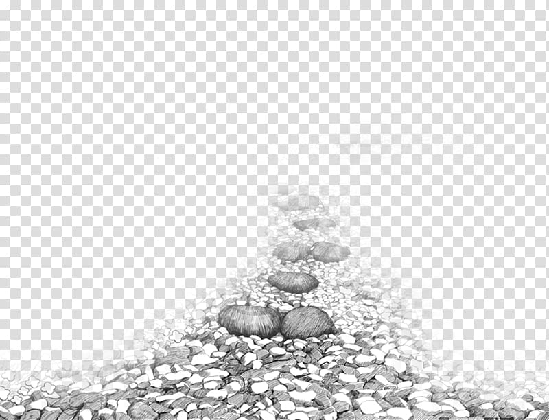 Black and white Drawing Computer file, Black and white stone road transparent background PNG clipart