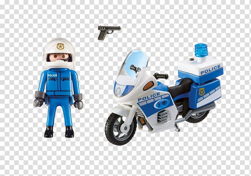 Light Police motorcycle Playmobil, light transparent background PNG clipart