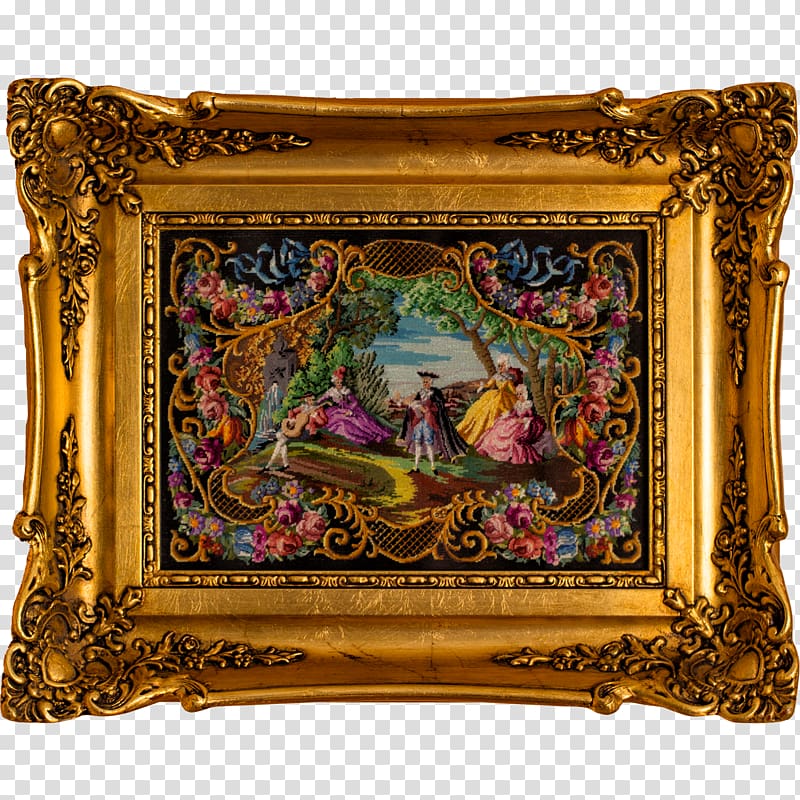 Rococo Needlepoint Painting Ornament Style, soviet-style embroidery transparent background PNG clipart