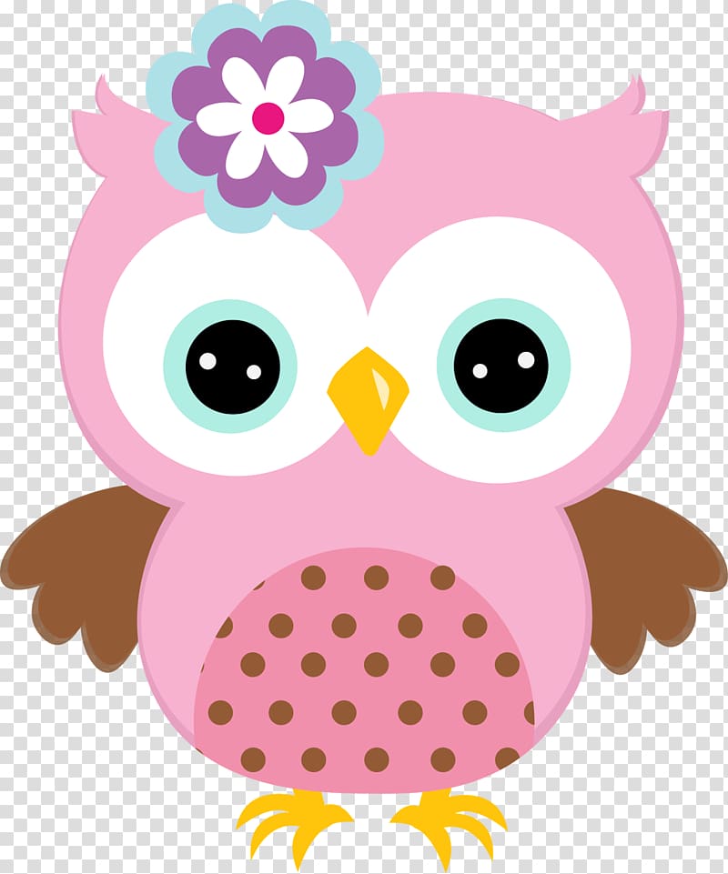 pink baby owl cartoon