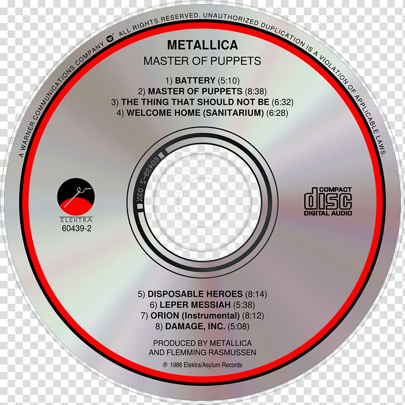 Compact disc Master of Puppets Album Metallica Music, metallica transparent background PNG clipart