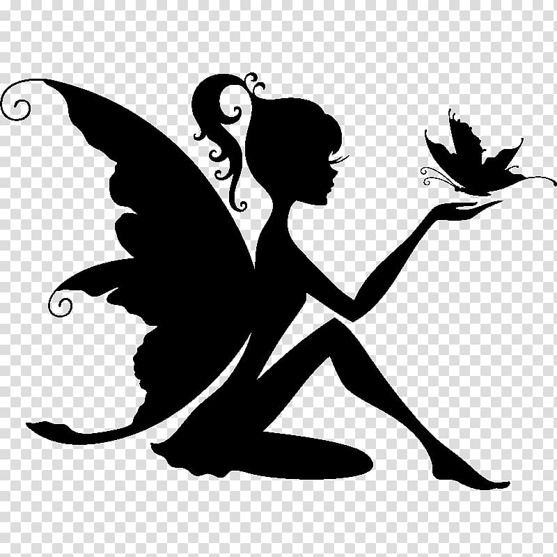 Silhouette Fairy Stencil, Silhouette transparent background PNG clipart