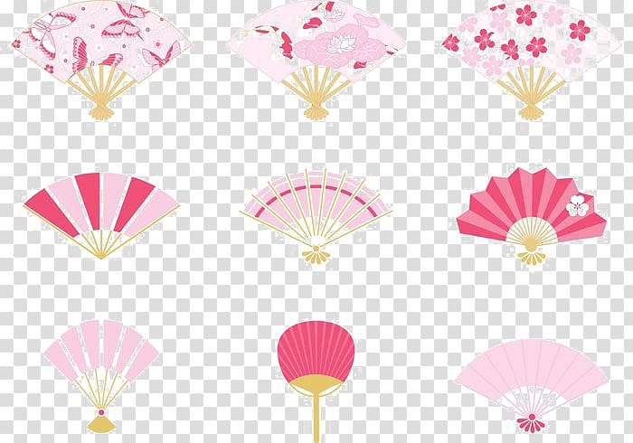 Japan Fan Paper, Japanese fan elements transparent background PNG clipart