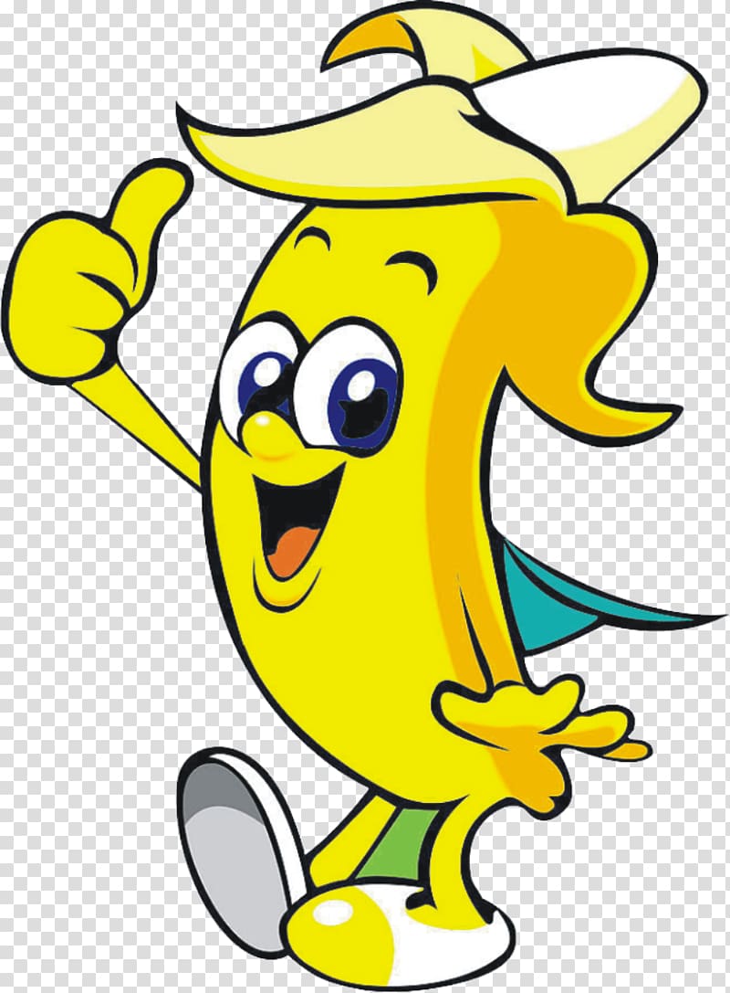 yellow banana doing thumbs up hand sign illustration, Cartoon Banana , Cartoon banana transparent background PNG clipart