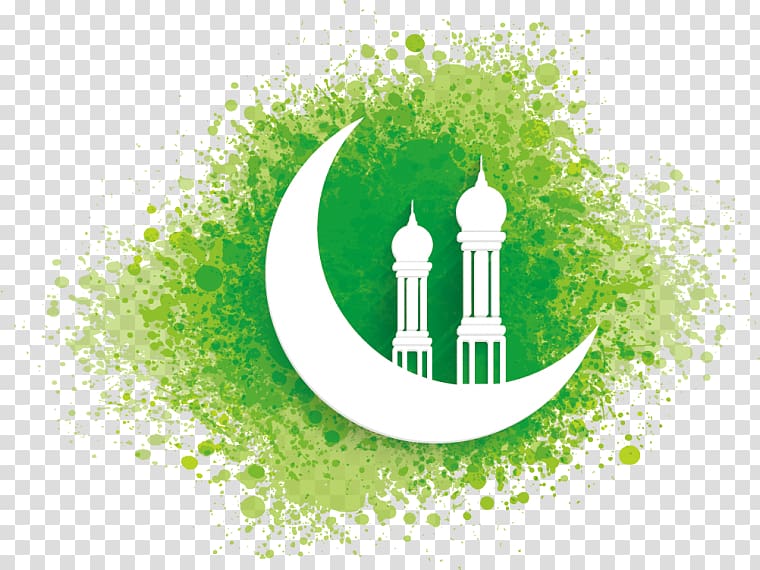 green and white crescent moon and temple illustration, Eid Mubarak Ramadan Eid al-Fitr Islam , Ramadan transparent background PNG clipart