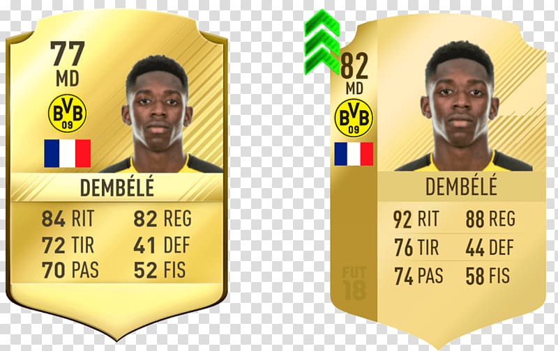 FIFA 18 Football player Playing card Eredivisie, Ousmane DEMBELE transparent background PNG clipart