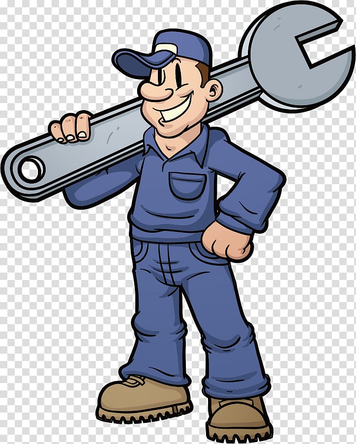 mechanic with blue suit holding wrench illustration, Maintenance Free content Car , Carrying repairman repair tools transparent background PNG clipart