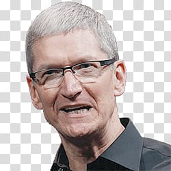 man wearing eyeglasses, Tim Cook Speaking transparent background PNG clipart