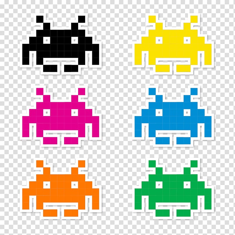 Space Invaders Pixel art Video game Atari, 80s arcade games transparent background PNG clipart
